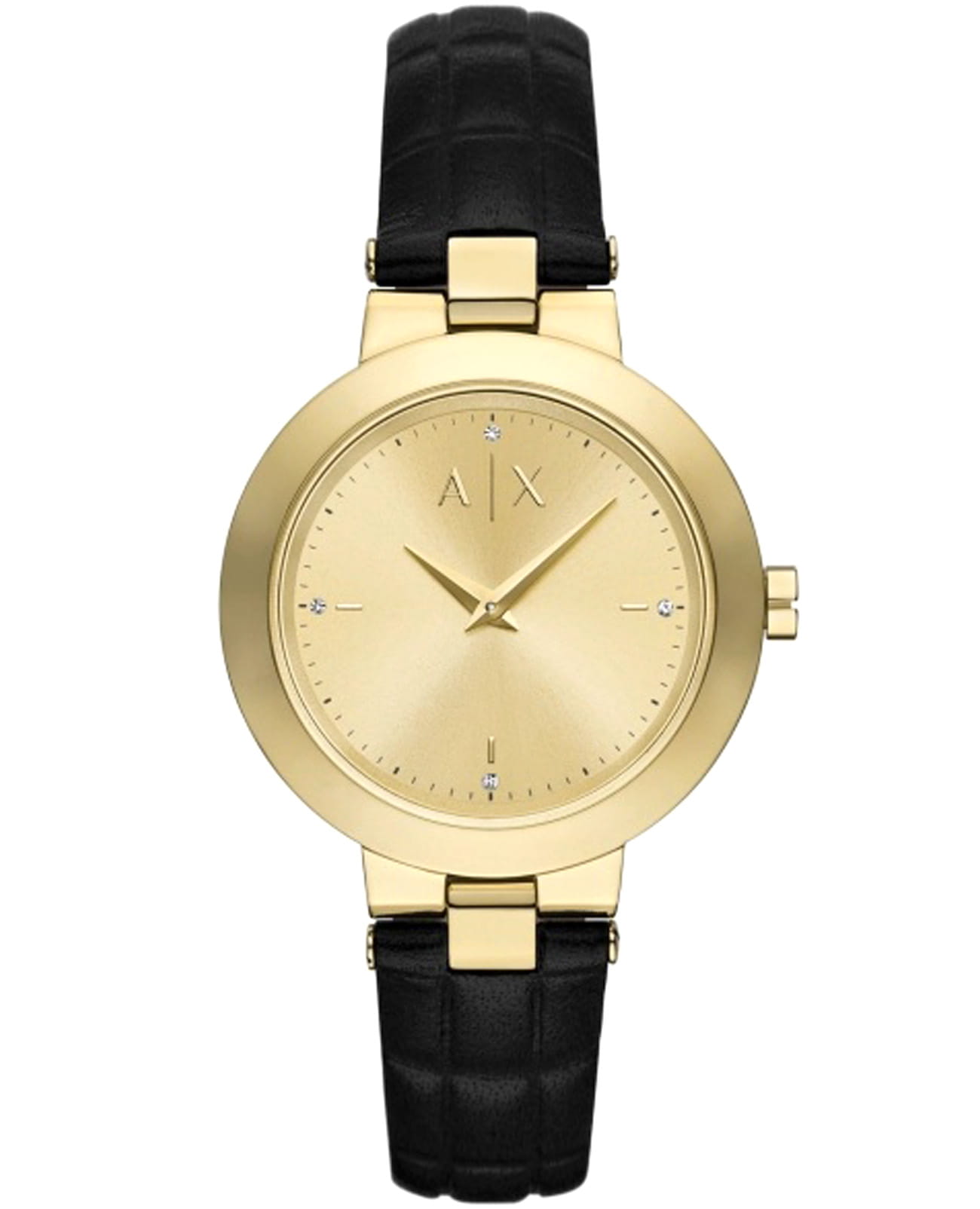 Armani Exchange Armani Exchange Jackie AX5174  AX5174 кварцевые женские часы золотой циферблат, браслет кожаный — вид спереди