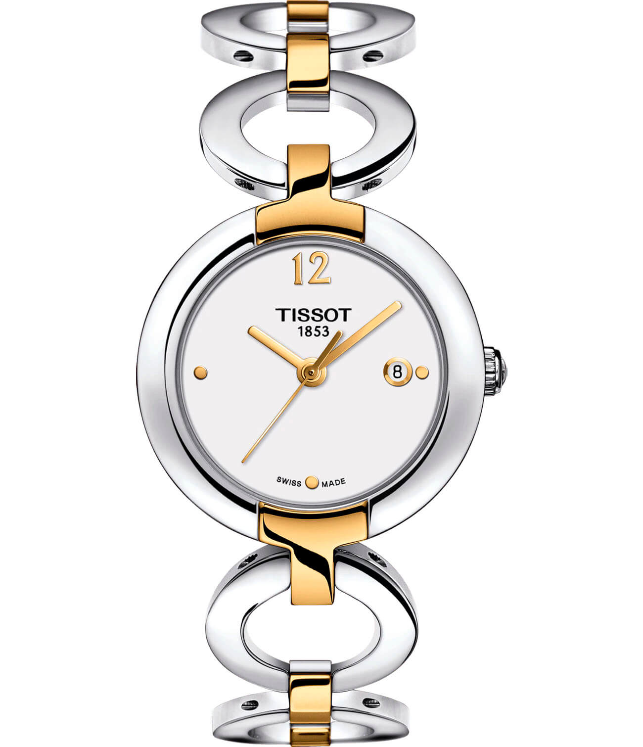 Tissot Tissot Pinky By T084.210.22.017.00  T0842102201700 кварцевые женские часы белый циферблат, браслет сталь c pvd покрытием — вид спереди