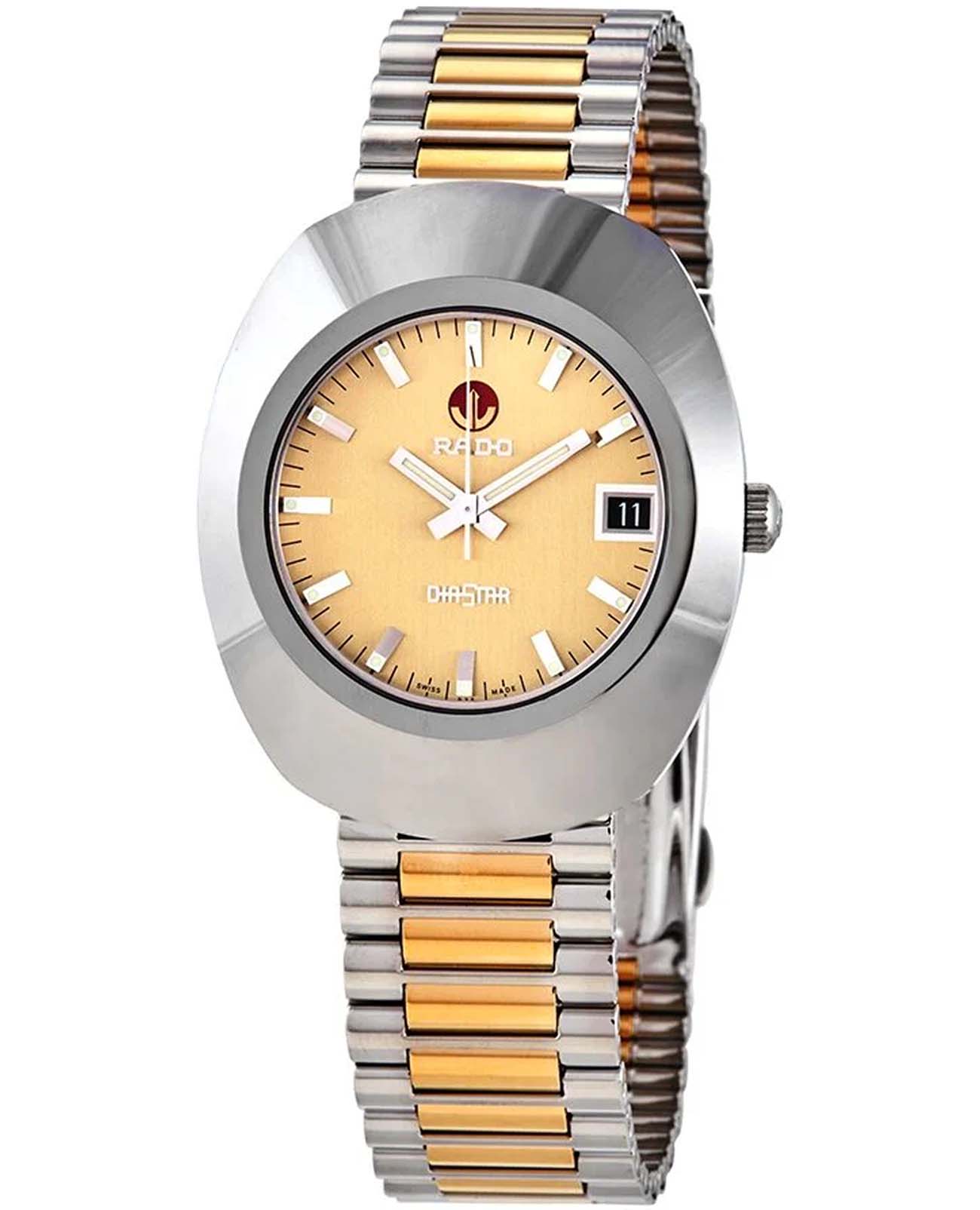 Rado Rado The Original Automatic R12417253 Automatic R12417253 механические мужские часы желтый циферблат, браслет нержавеющая сталь с pvd-покрытием — вид спереди