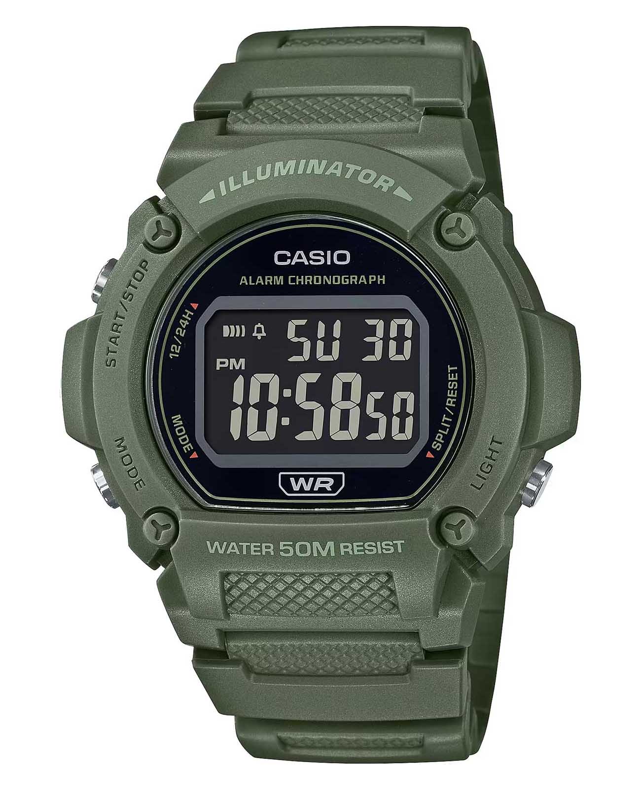 Casio Casio Collection W-219HC-3B  W-219HC-3B кварцевые мужские часы черный циферблат, браслет пластик — вид спереди