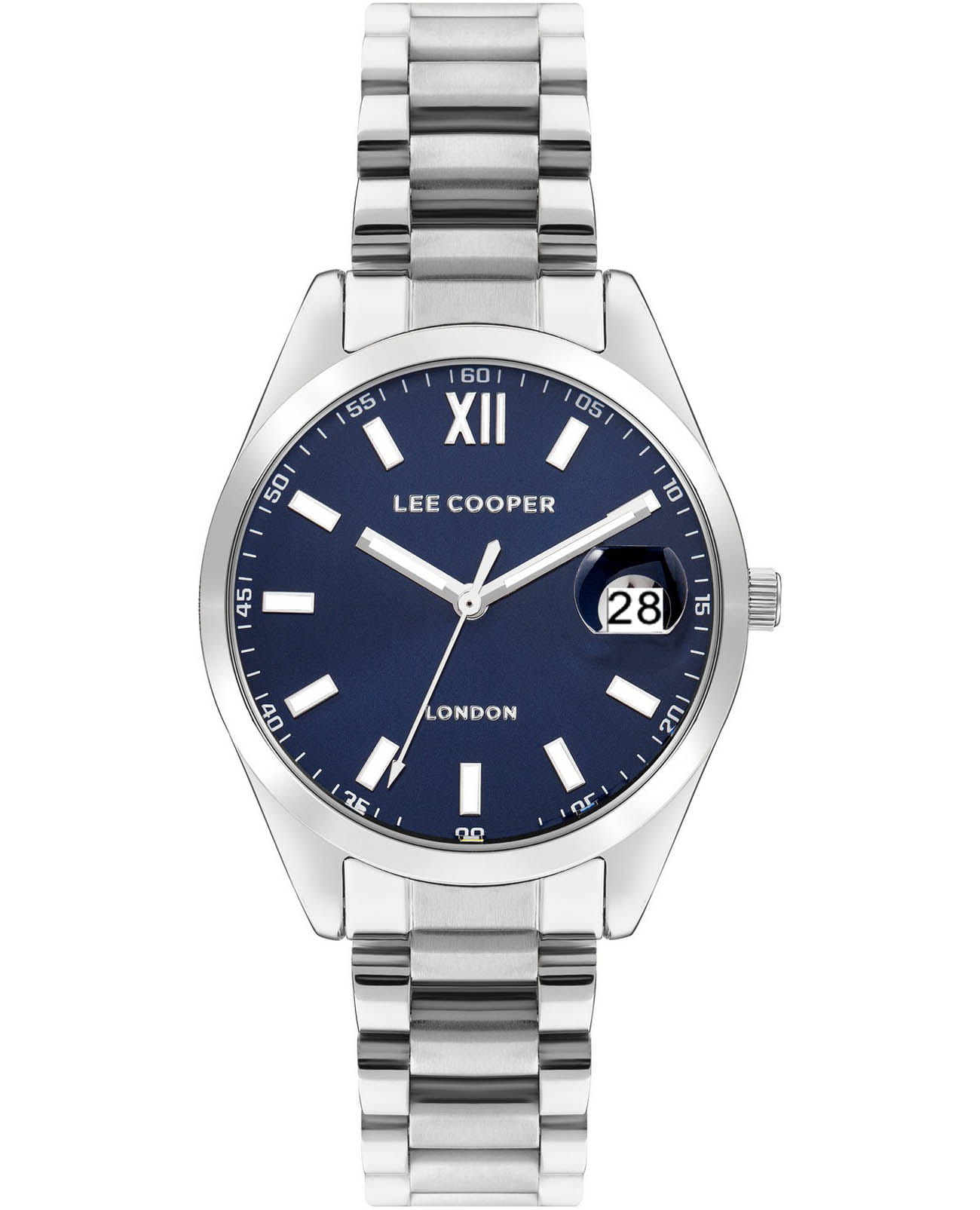 Lee Cooper Lee Cooper LC07827.390  LC07827.390 кварцевые женские часы синий циферблат, браслет нержавеющая сталь — вид спереди