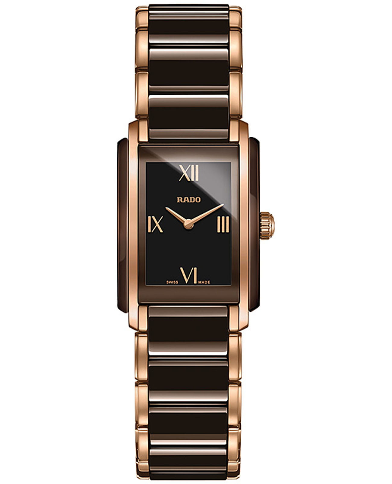 Rado Rado Integral R20201302  R20201302 кварцевые женские часы черный циферблат, браслет сталь + pvd + керамика — вид спереди