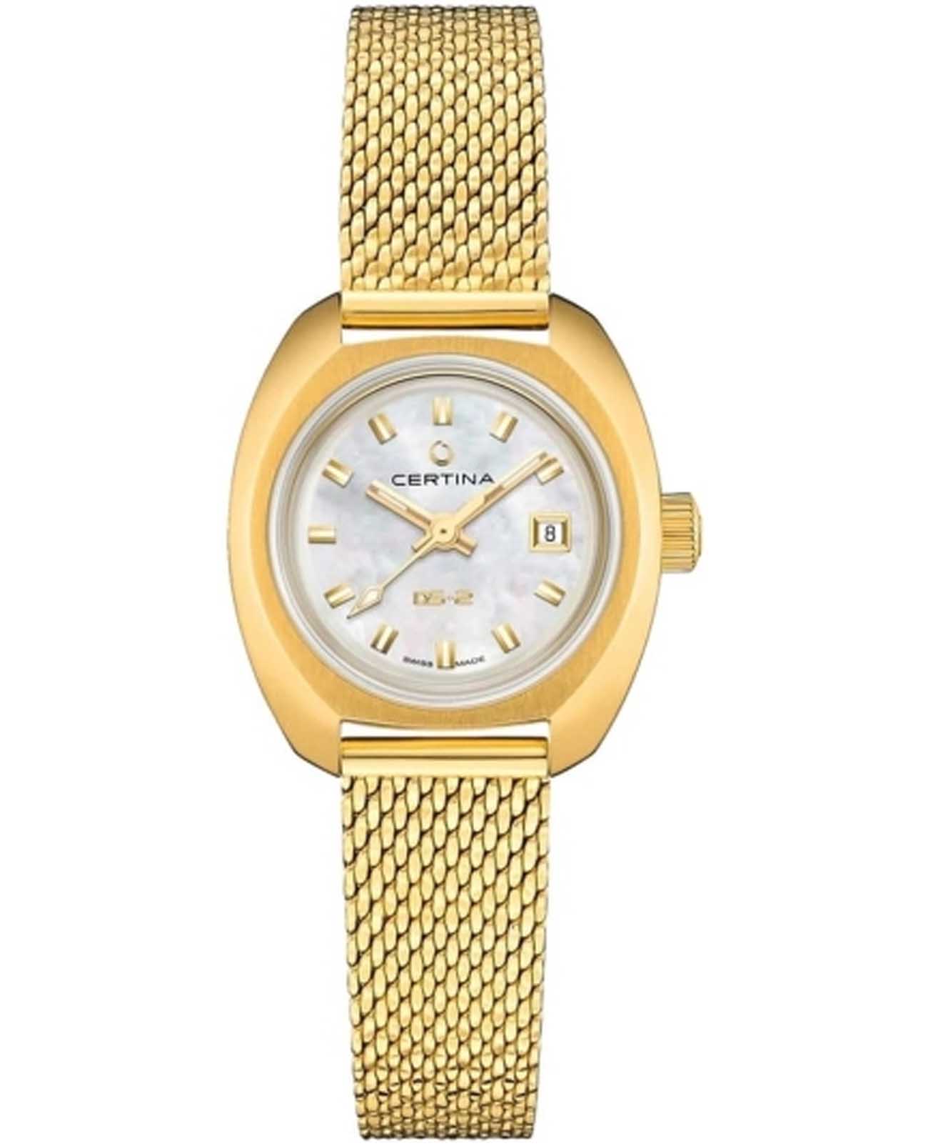 Certina Certina DS-2 C024.207.33.111.00 DS 2 C0242073311100 механические женские часы перламутровый циферблат, браслет нержавеющая сталь с pvd-покрытием — вид спереди