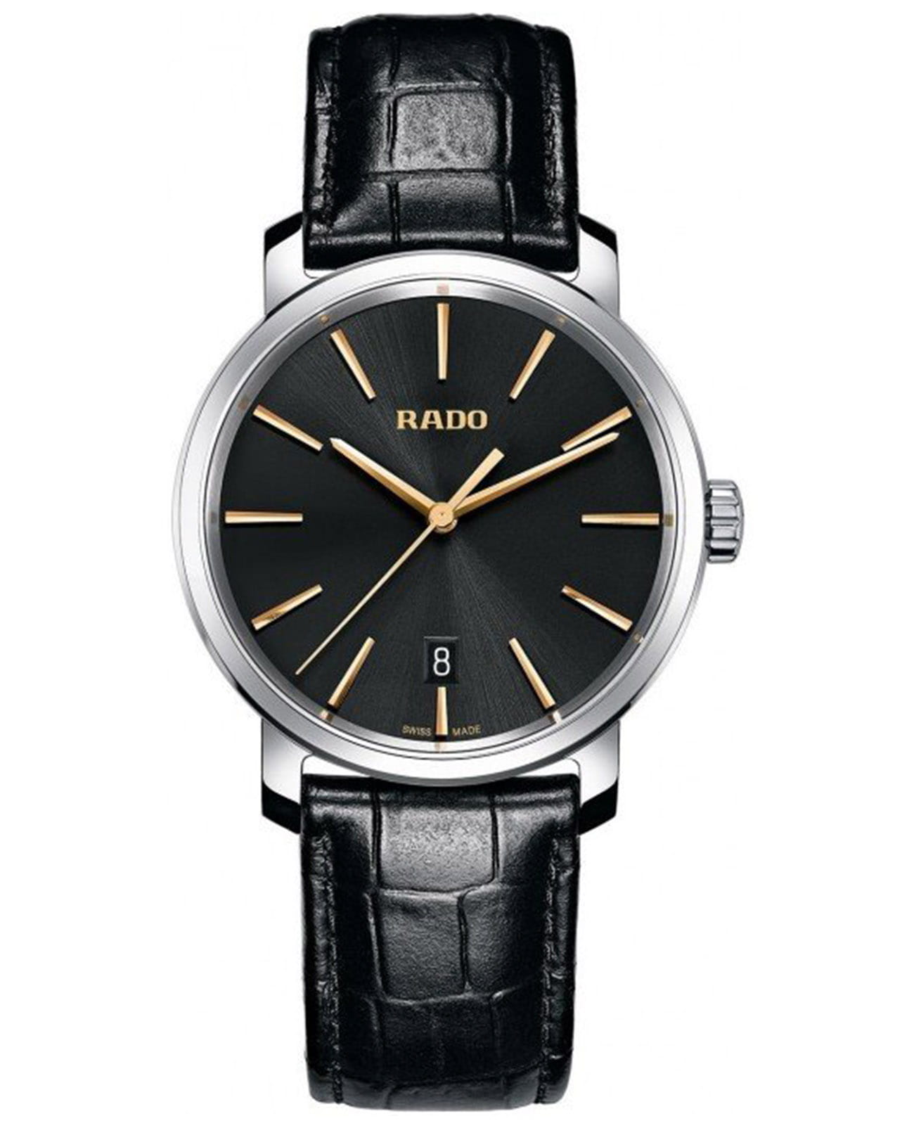 Rado Rado Diamaster Сollection Automatic R14089165  R14089165 кварцевые мужские часы черный циферблат, браслет кожаный — вид спереди