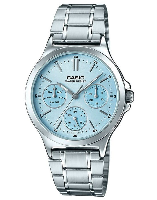 Casio Casio Collection LTP-V300D-2A  LTP-V300D-2A кварцевые женские часы голубой циферблат, браслет нержавеющая сталь — вид спереди