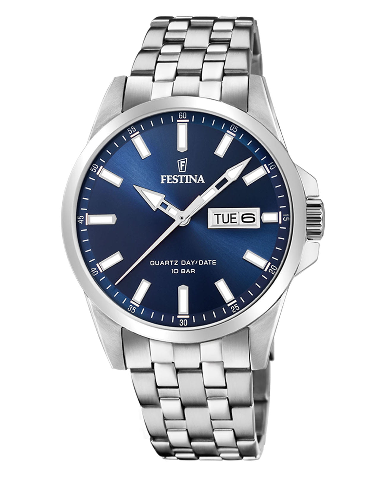 Festina Festina Classics F20357/3  F20357/3 кварцевые мужские часы синий циферблат, браслет нержавеющая сталь 316l — вид спереди