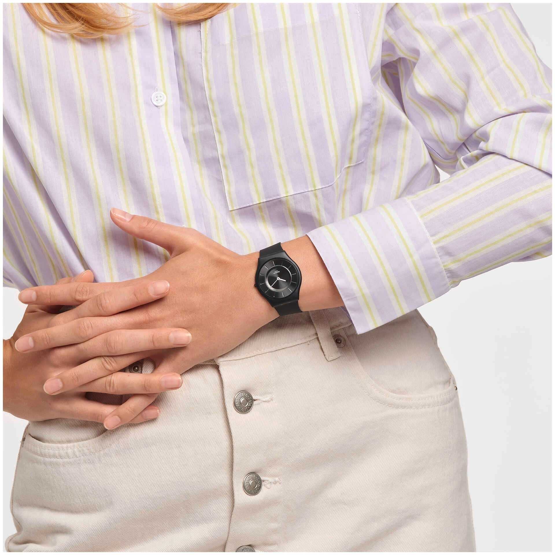 Swatch Swatch Skin Classic Biosourced SS08B100-S14, skin швейцария женские часы на браслете силикон боковой вид