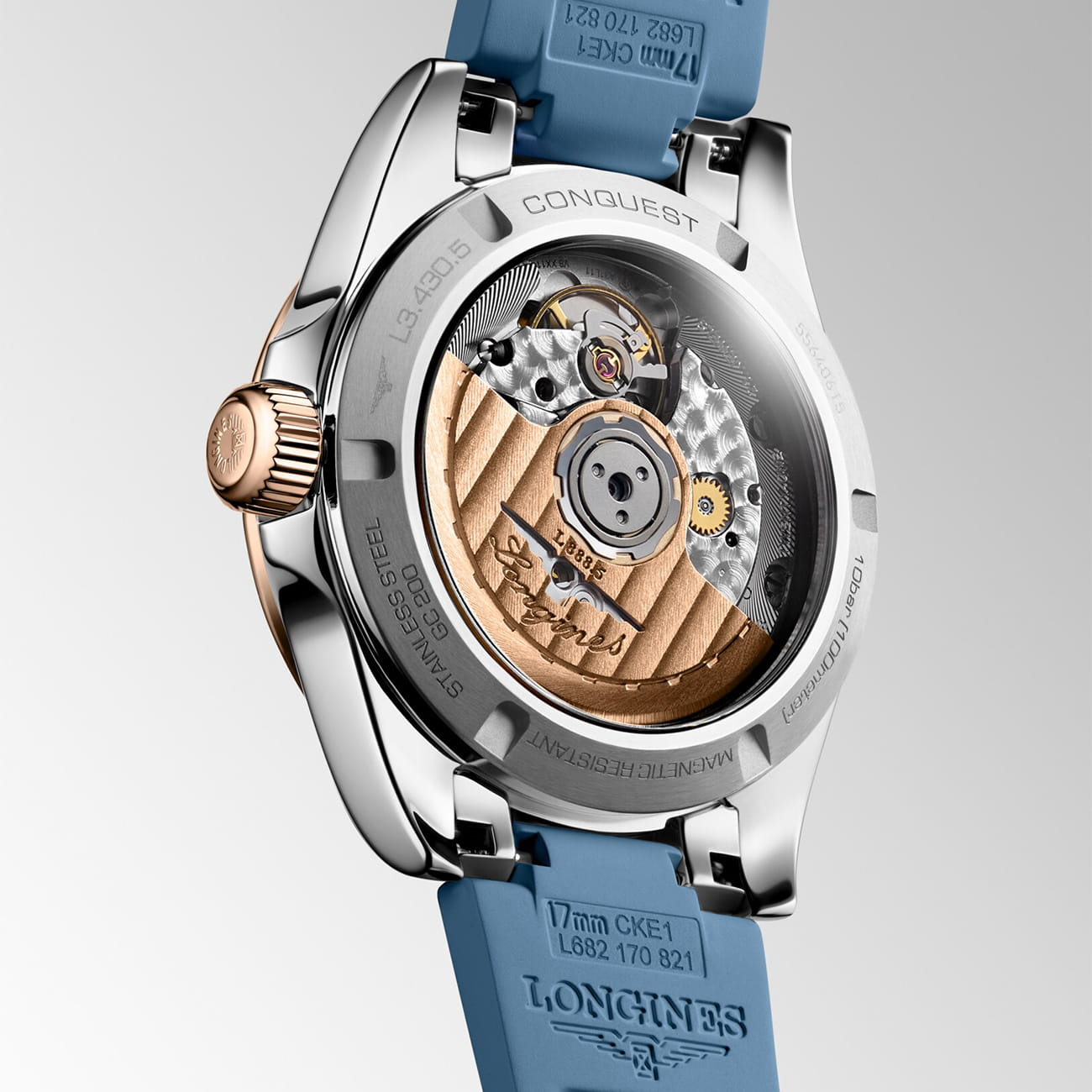 Longines Longines Conquest L3.430.5.92.9, conquest швейцария женские часы на браслете каучук боковой вид