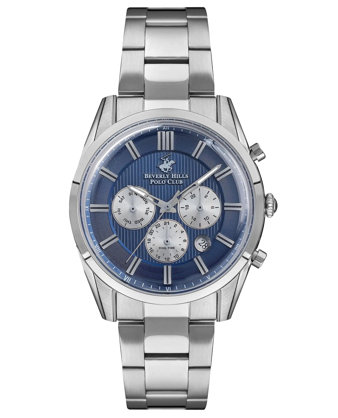 Beverly Hills Polo Club Beverly Hills Polo Club BP3262X.390  BP3262X.390 кварцевые мужские часы синий циферблат, браслет нержавеющая сталь — вид спереди