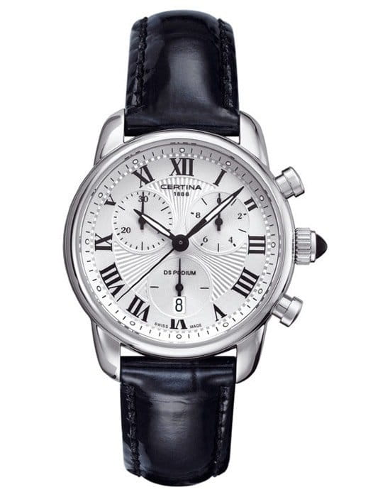 Certina Certina C025.217.16.018.00  C0252171601800 кварцевые женские часы белый циферблат, браслет кожаный — вид спереди