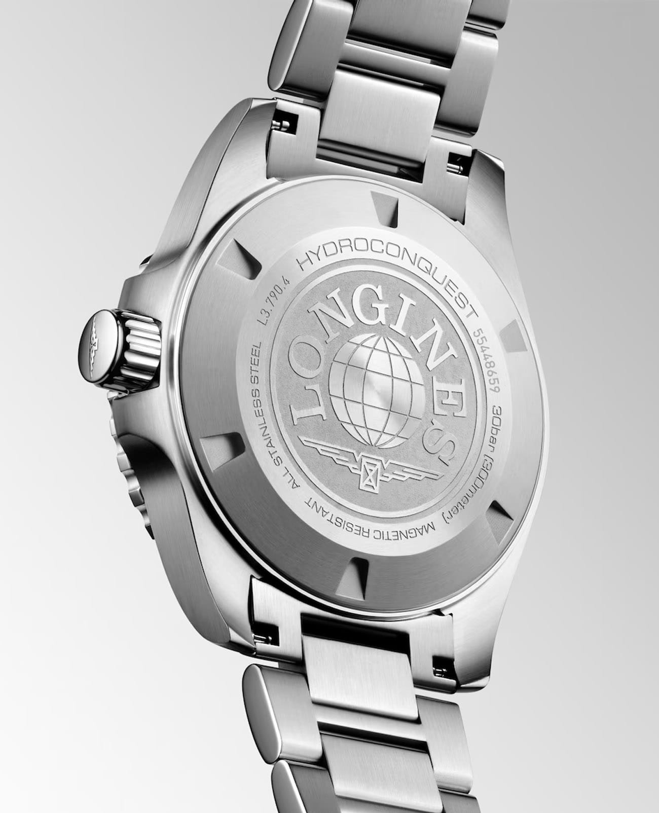 Longines Longines HydroConquest L3.790.4.56.6, hydroconquest швейцария мужские часы на браслете нержавеющая сталь боковой вид