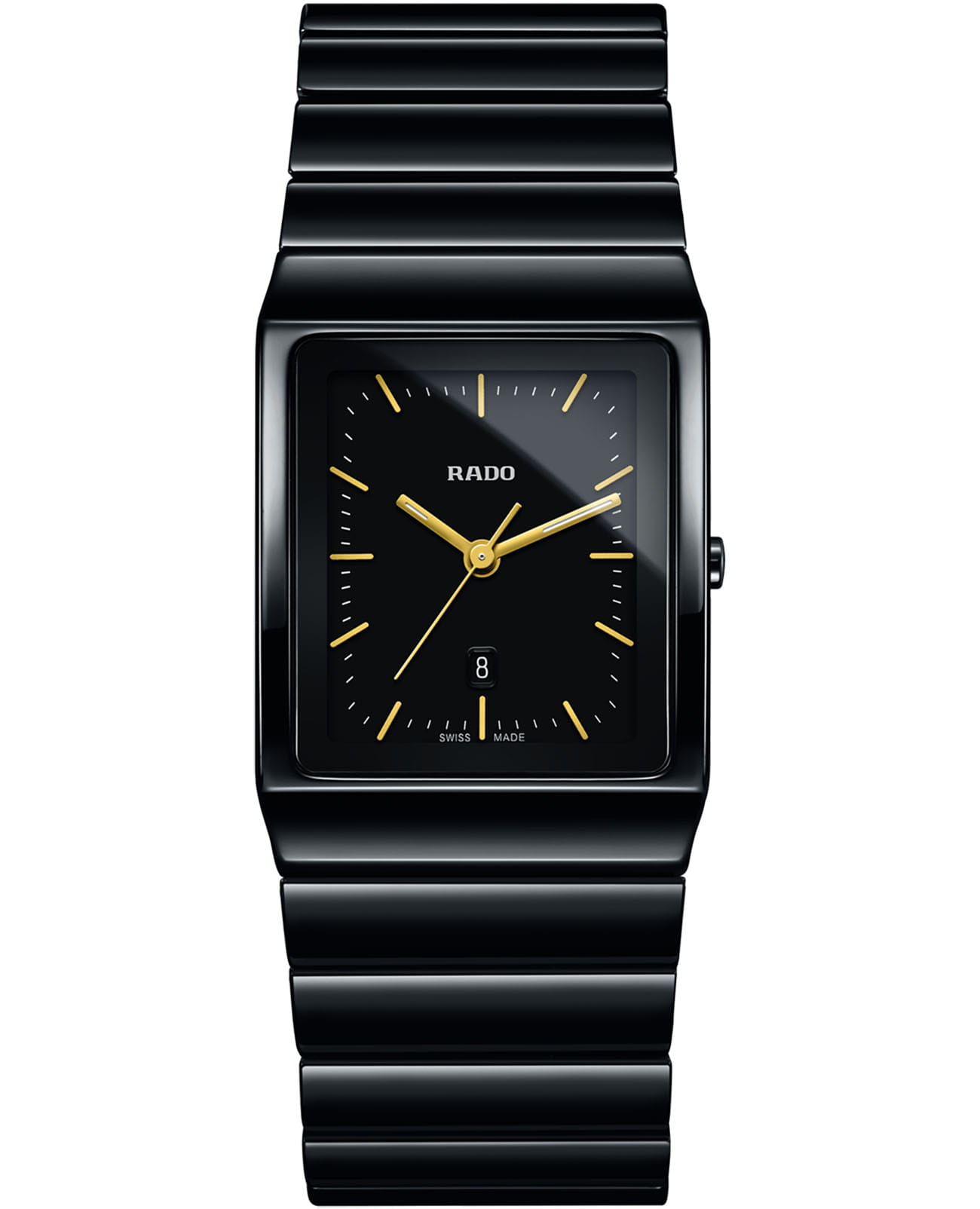 Rado Rado Ceramica R21700182  R21700182 кварцевые мужские часы черный циферблат, браслет высокотехнологичная керамика — вид спереди