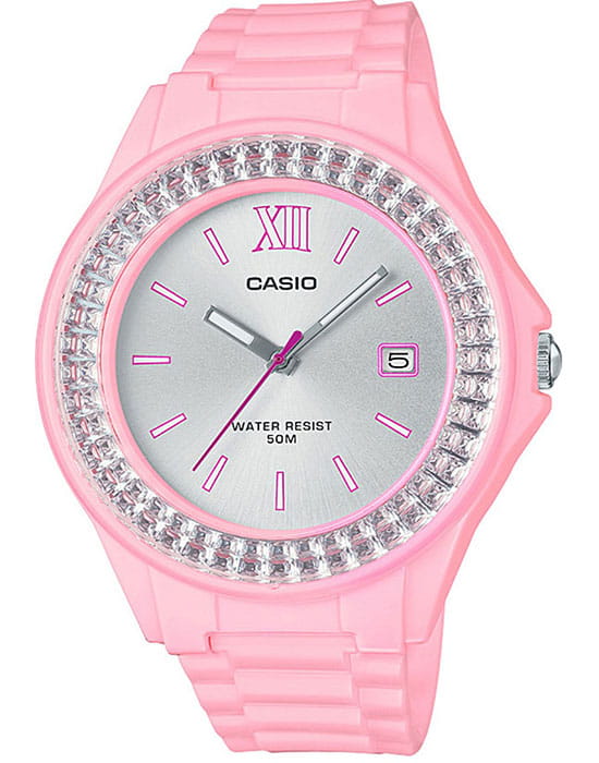 Casio Casio Collection LX-500H-4E4VEF  LX-500H-4E4VEF кварцевые женские часы серебристый циферблат, браслет пластик — вид спереди