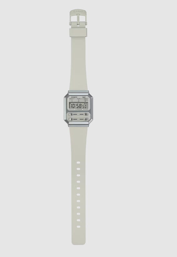 Casio Casio Vintage A100WEF-8A кварцевые женские часы часы крупный план бежевый циферблата