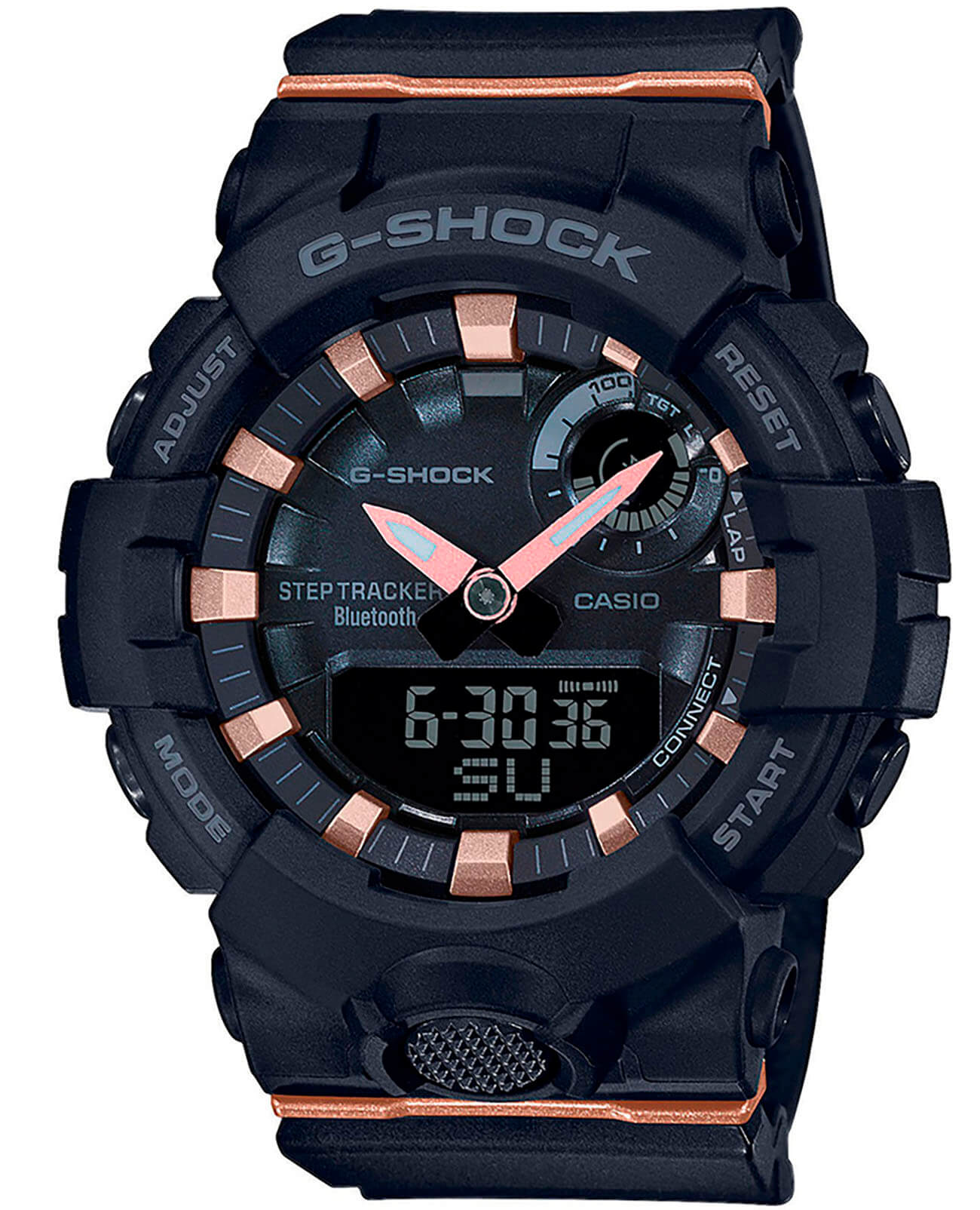 Casio Casio G-Shock GMA-B800-1A  GMA-B800-1A электронные мужские часы черный циферблат, браслет пластик — вид спереди