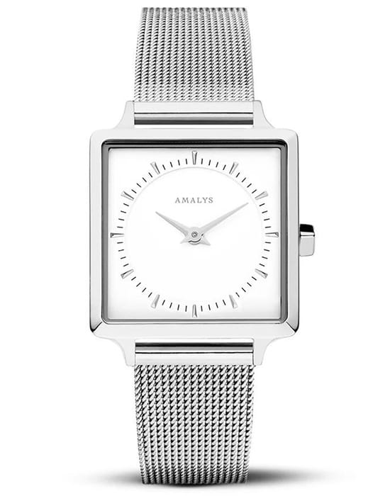 Amalys Amalys Parks AMW-007  AMW-007 кварцевые женские часы белый циферблат, браслет нержавеющая сталь — вид спереди