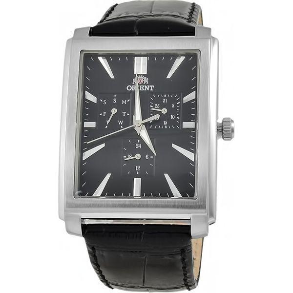 Orient Orient UTAH004B (FUTAH004B)  FUTAH004B  мужские часы черный циферблат, браслет кожа + текстиль — вид спереди