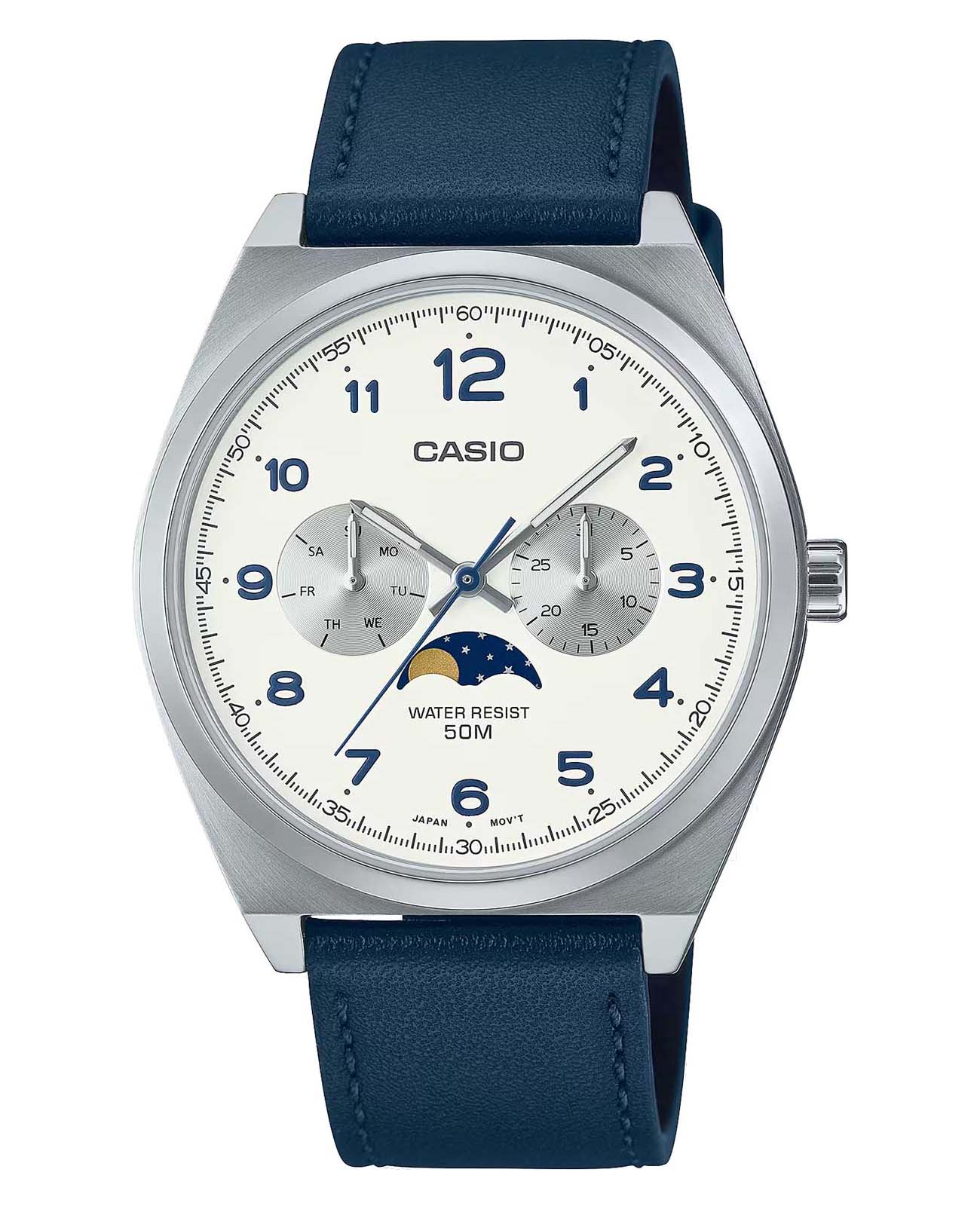 Casio Casio Classic MTP-M300L-7A  MTP-M300L-7A кварцевые мужские часы белый циферблат, браслет кожаный — вид спереди