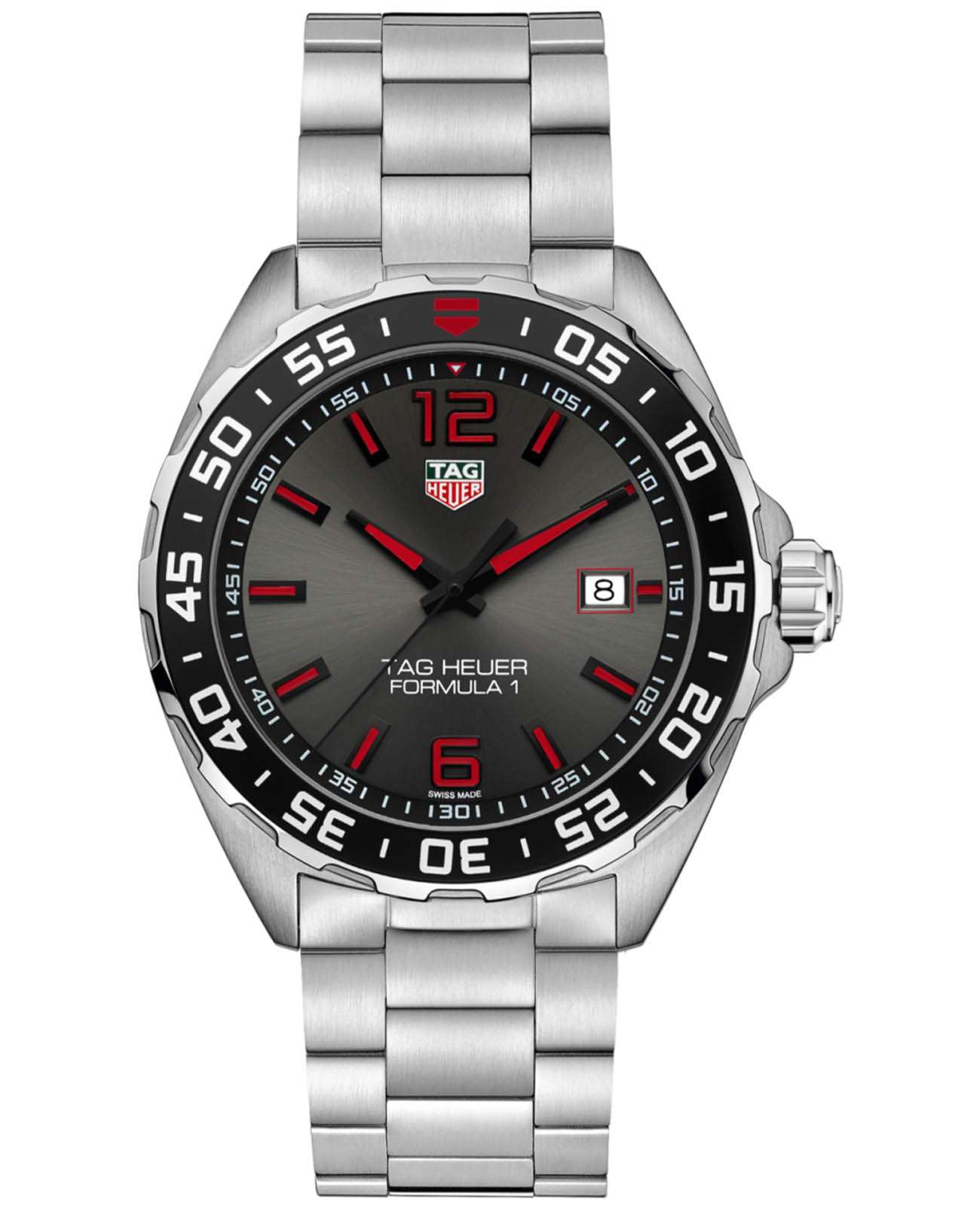 TAG Heuer TAG Heuer Formula 1 WAZ1018.BA0842  WAZ1018.BA0842 кварцевые мужские часы черный циферблат, браслет нержавеющая сталь — вид спереди