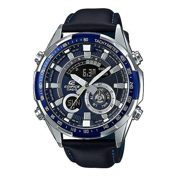Casio Casio Edifice ERA-600L-2A ERA ERA-600L-2A кварцевые мужские часы синий циферблат, браслет кожаный — вид спереди