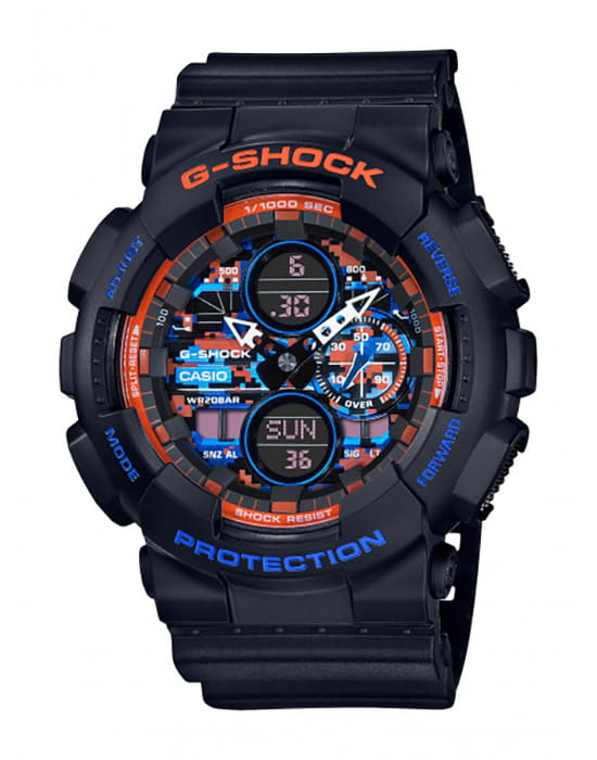 Casio Casio G-Shock GA-140CT-1A GA GA-140CT-1A электронные мужские часы черный циферблат, браслет пластик — вид спереди