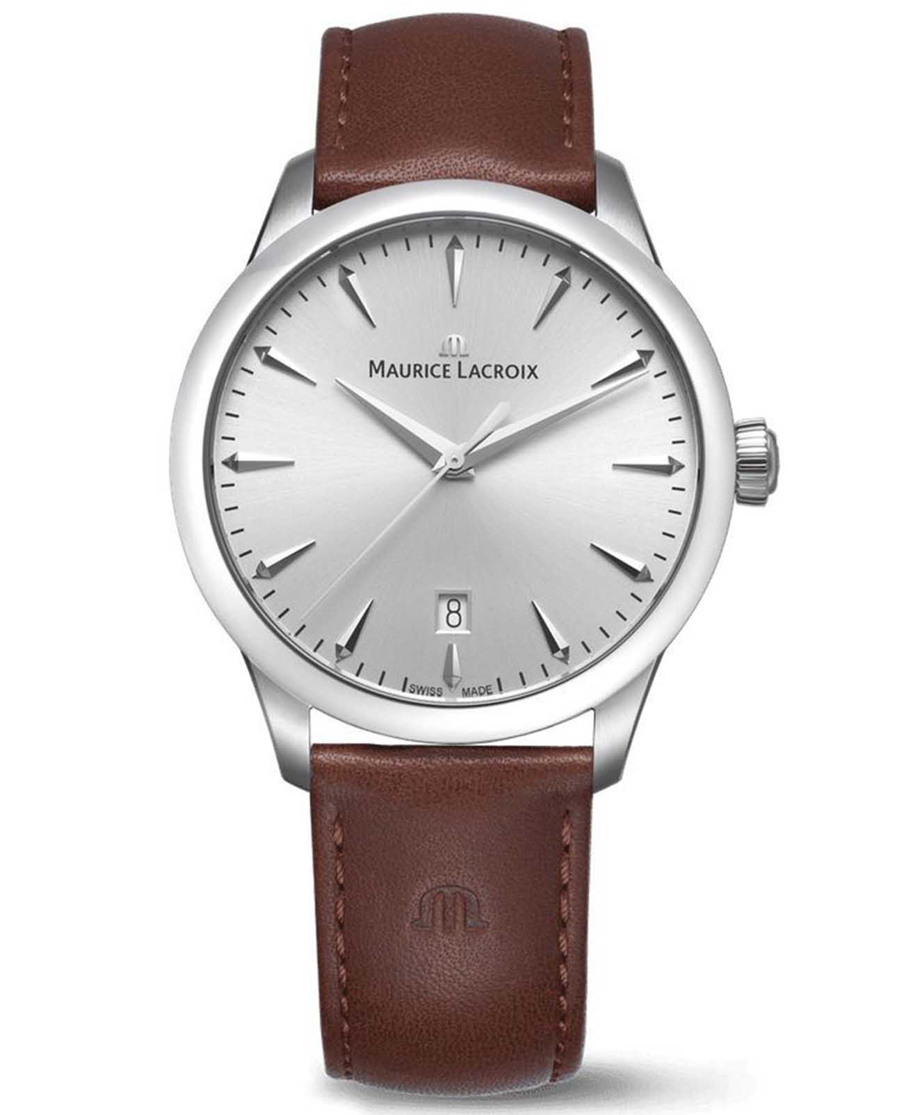 Maurice Lacroix Maurice Lacroix 1975 751007-SS001-130-3  751007-SS001-130-3 кварцевые мужские часы коричневый циферблат, браслет кожаный — вид спереди