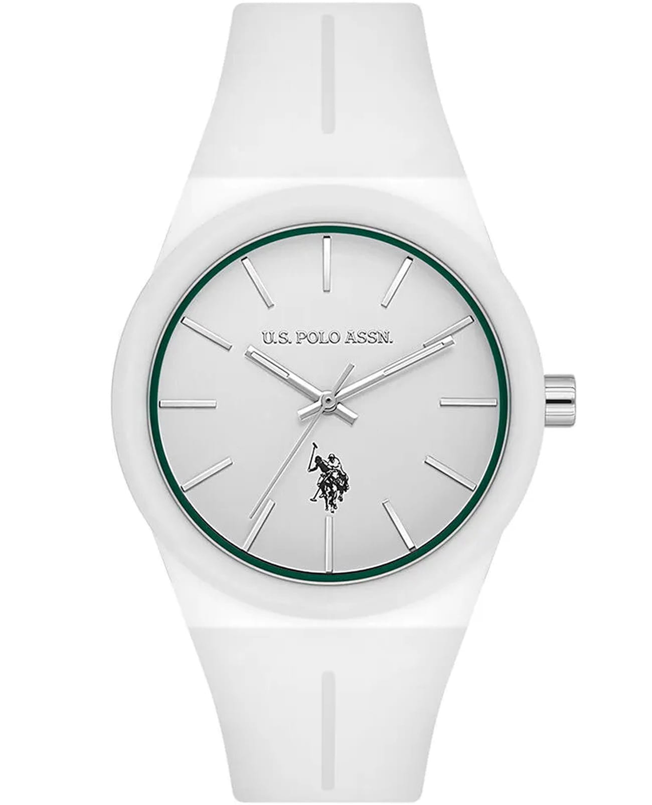 U.S. Polo Assn. U.S. Polo Assn. Yard USPA1110-01  USPA1110-01 кварцевые женские часы белый циферблат, браслет силикон — вид спереди