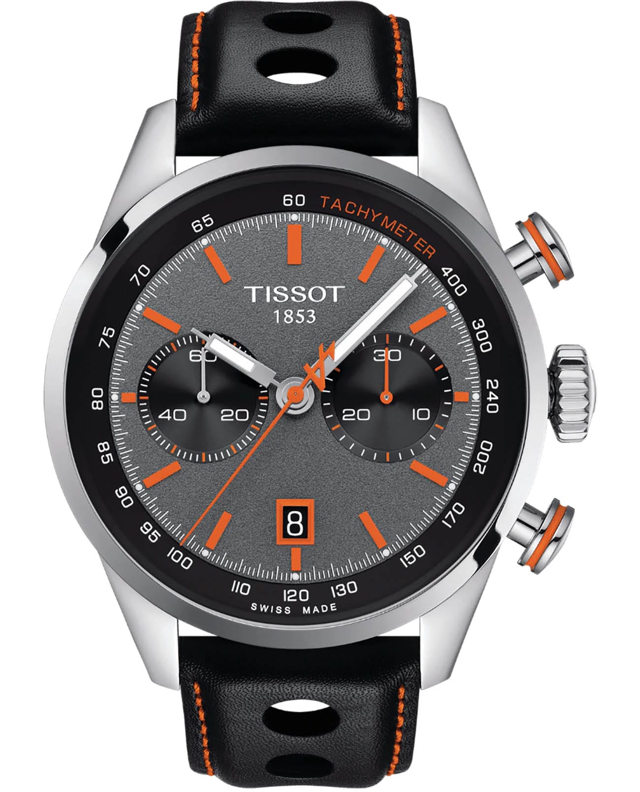 Tissot Tissot Alpine On Board Automatic Chronograph T123.427.16.081.00  T1234271608100 механические мужские часы черный циферблат, браслет кожаный — вид спереди