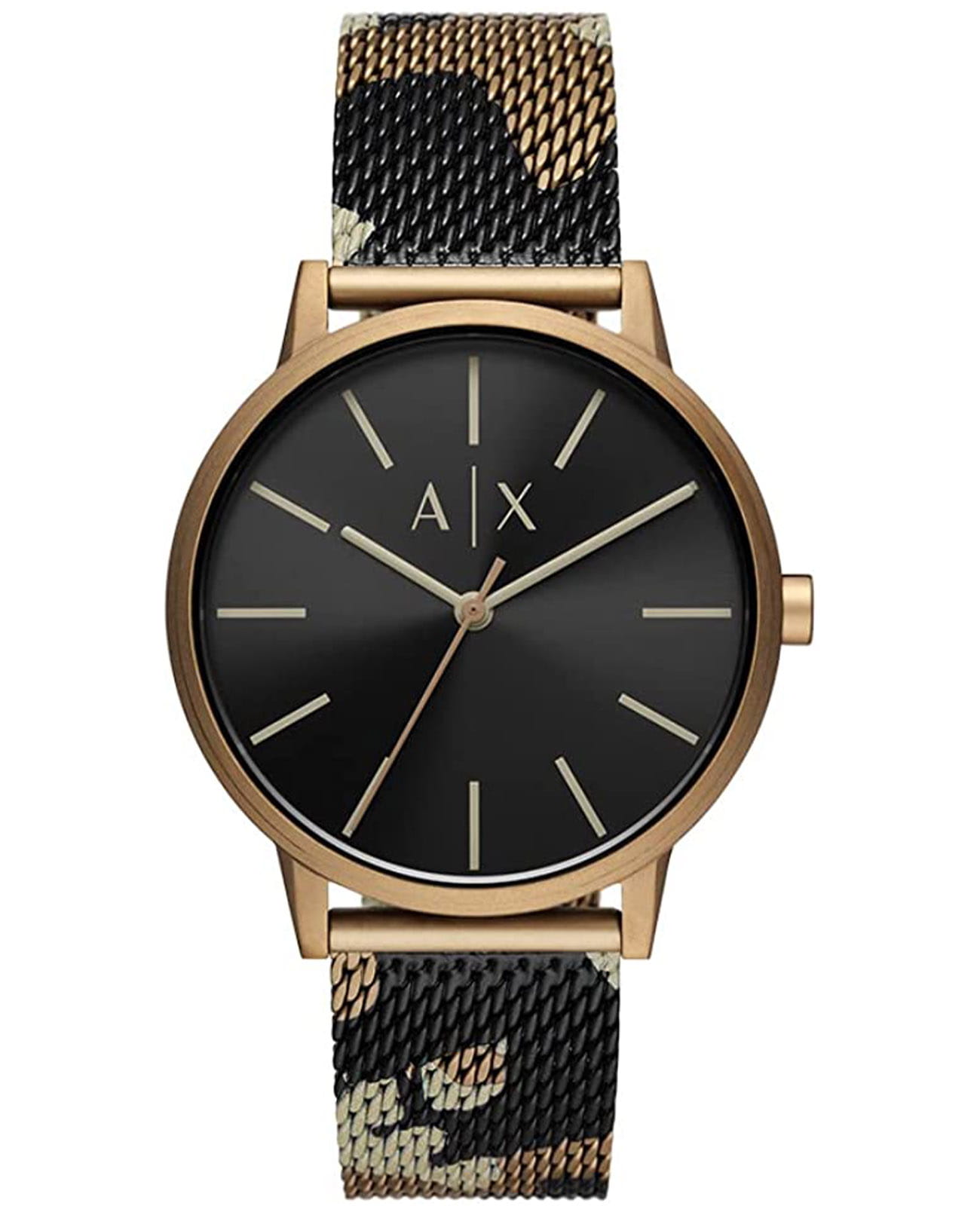 Armani Exchange Armani Exchange Cayde AX2754  AX2754 кварцевые мужские часы черный циферблат, браслет сталь с ip покрытием — вид спереди