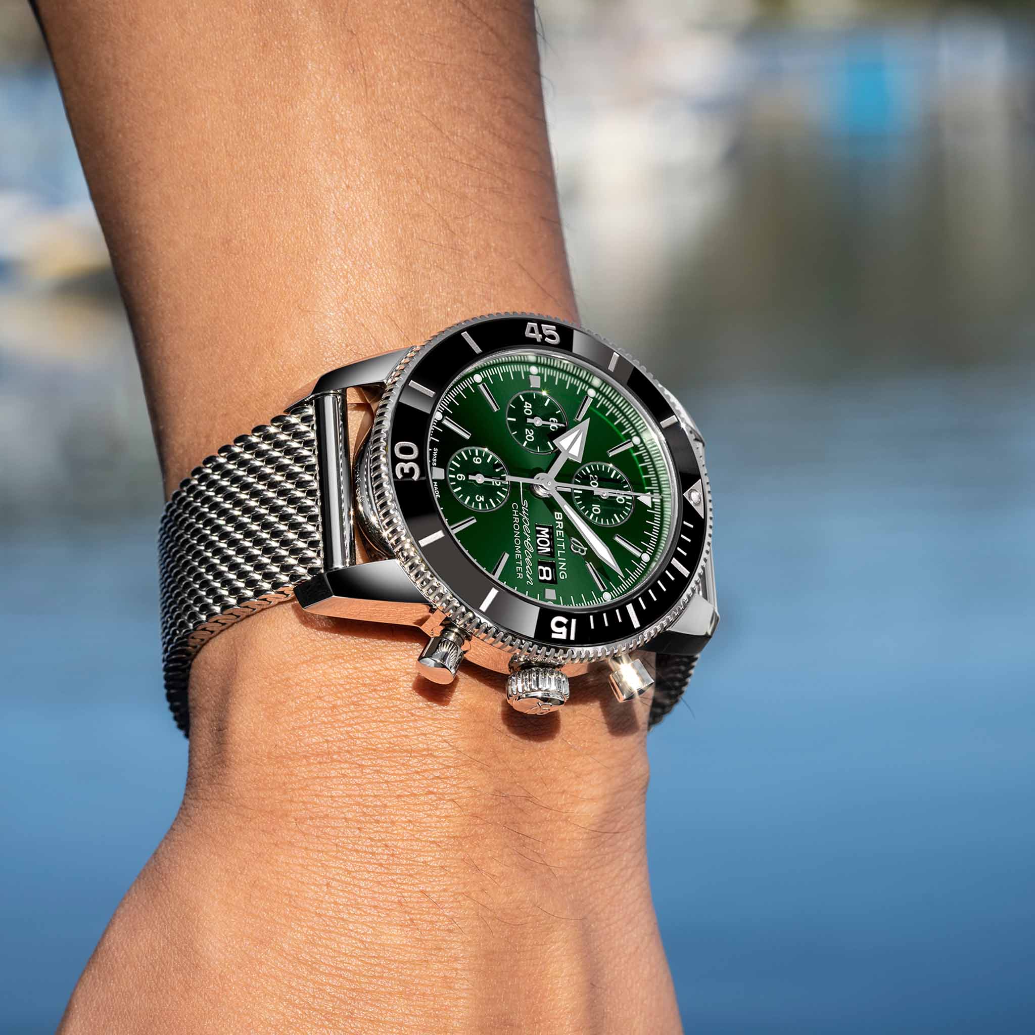 Breitling Breitling Superocean Heritage Chronograph 44 A13313121L1S1 мужские часы зеленый циферблат на запястье