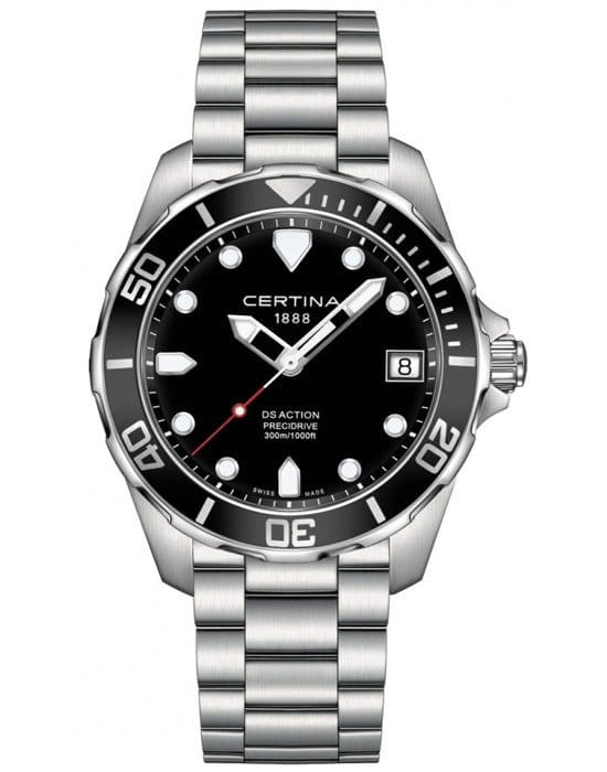 Certina Certina DS Action C032.410.11.051.00 DS Action C0324101105100 кварцевые мужские часы черный циферблат, браслет нержавеющая сталь — вид спереди