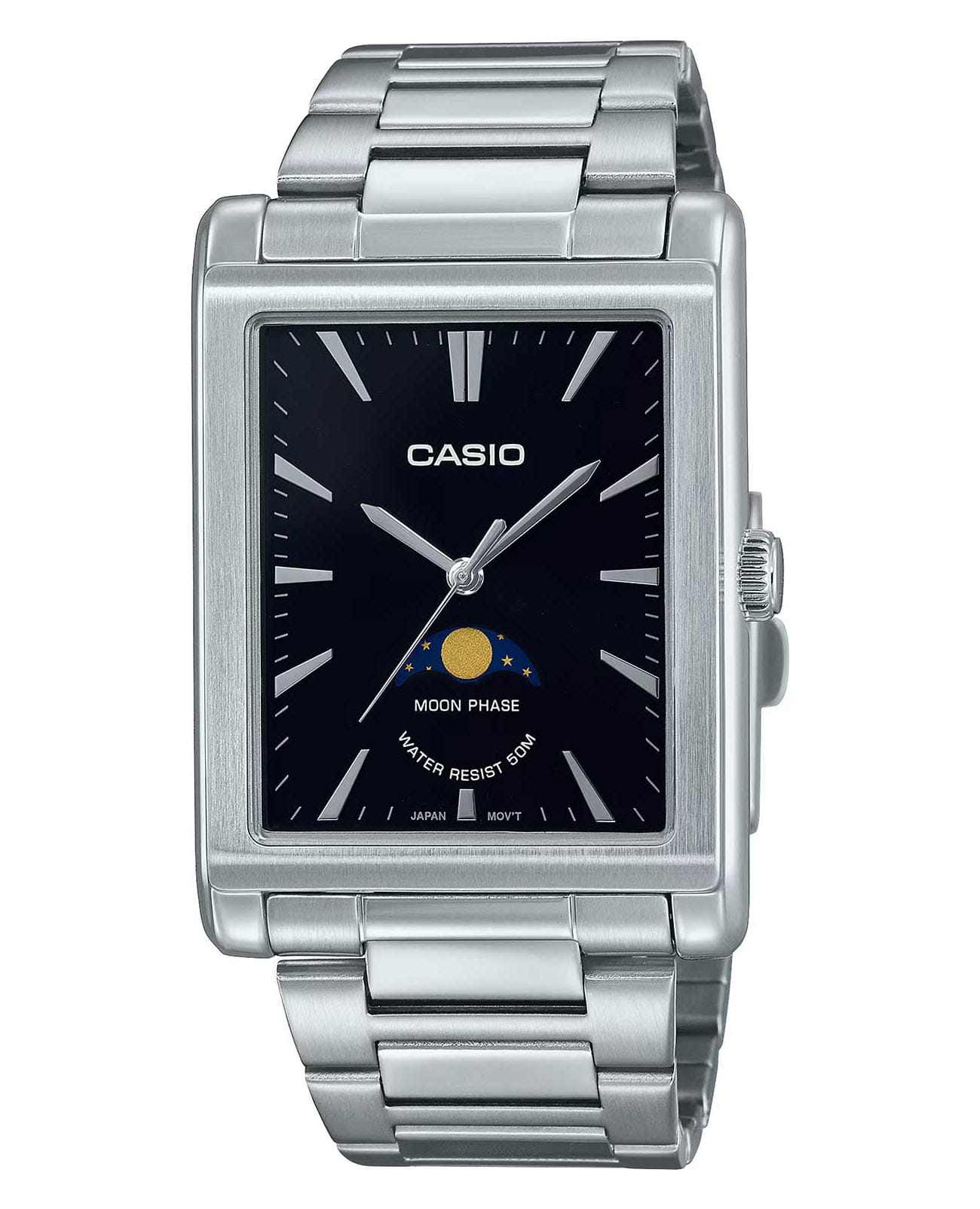 Casio Casio Collection MTP-M105D-1A  MTP-M105D-1A кварцевые мужские часы черный циферблат, браслет нержавеющая сталь — вид спереди