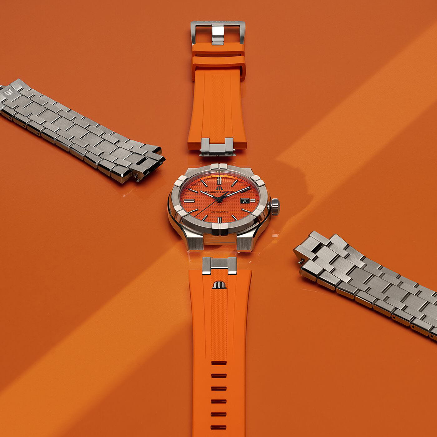 Оригинальные часы Maurice Lacroix Maurice Lacroix Aikon Automatic Limited Summer Edition AI6008-SS00F-530-E механические калибр механизма ml115 общий вид