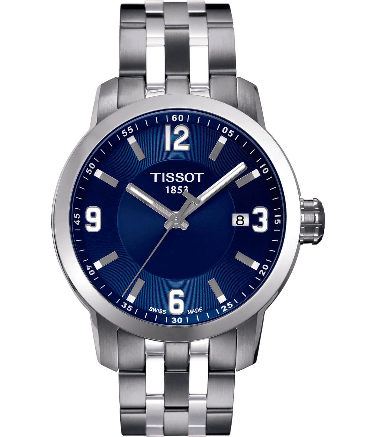 Tissot Tissot PRC 200 T055.410.11.047.00 PRC 200 T0554101104700 кварцевые мужские часы синий циферблат, браслет нержавеющая сталь — вид спереди