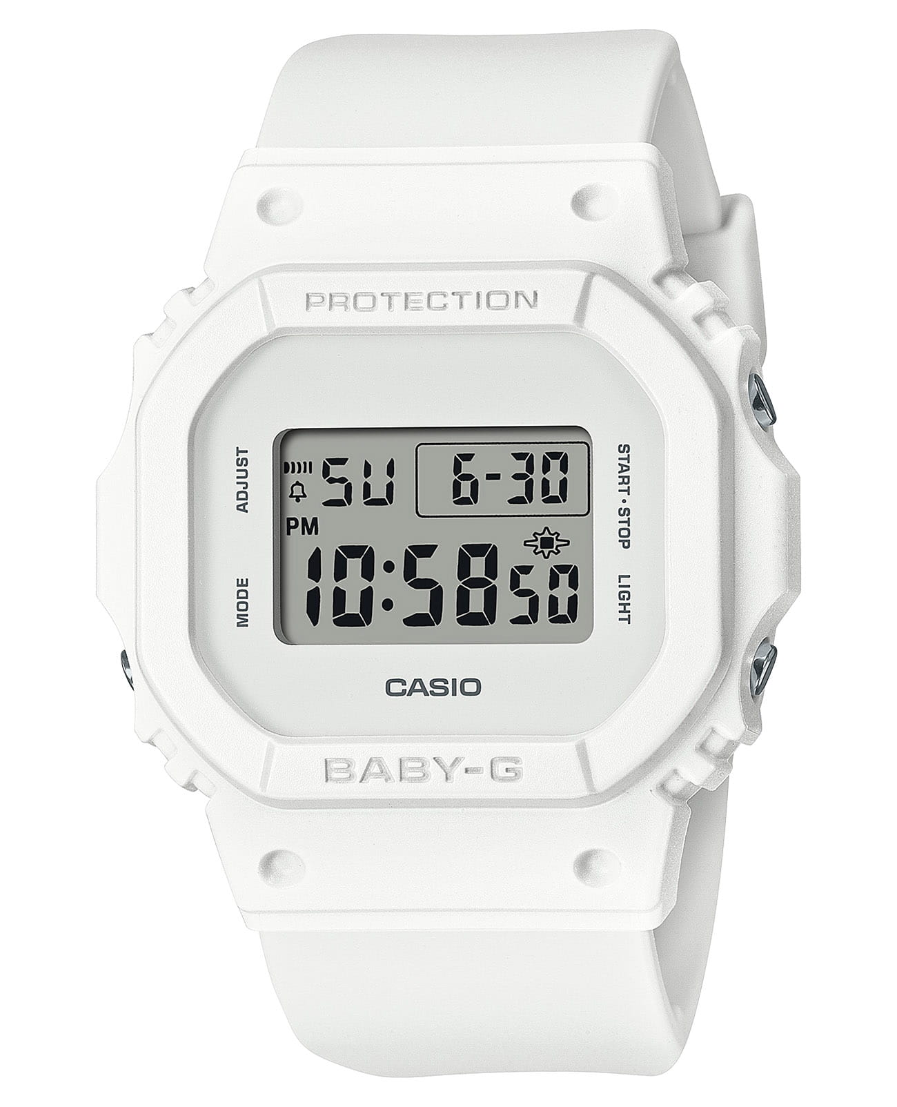 Casio Casio Baby-G BGD-565CS-7ER  BGD-565CS-7ER электронные женские часы белый циферблат, браслет пластик — вид спереди