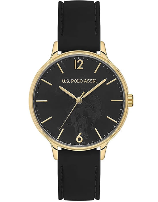 U.S. Polo Assn. U.S. Polo Assn. Fundamental USPA2075-02  USPA2075-02 кварцевые женские часы черный циферблат, браслет силикон — вид спереди