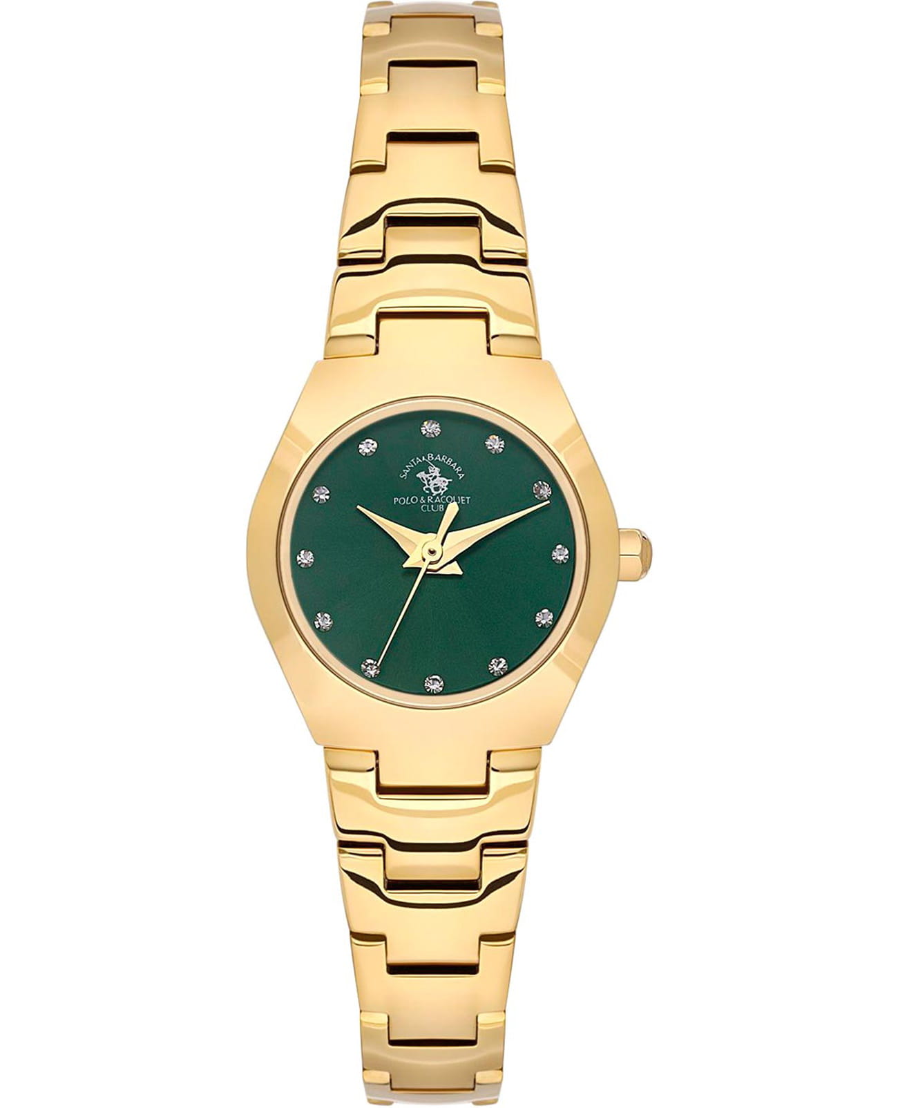 Santa Barbara Polo & Racquet Club Santa Barbara Polo & Racquet Club Unique SB.1.10612-3  SB.1.10612-3 кварцевые женские часы зеленый циферблат, браслет нержавеющая сталь с ip-покрытием — вид спереди