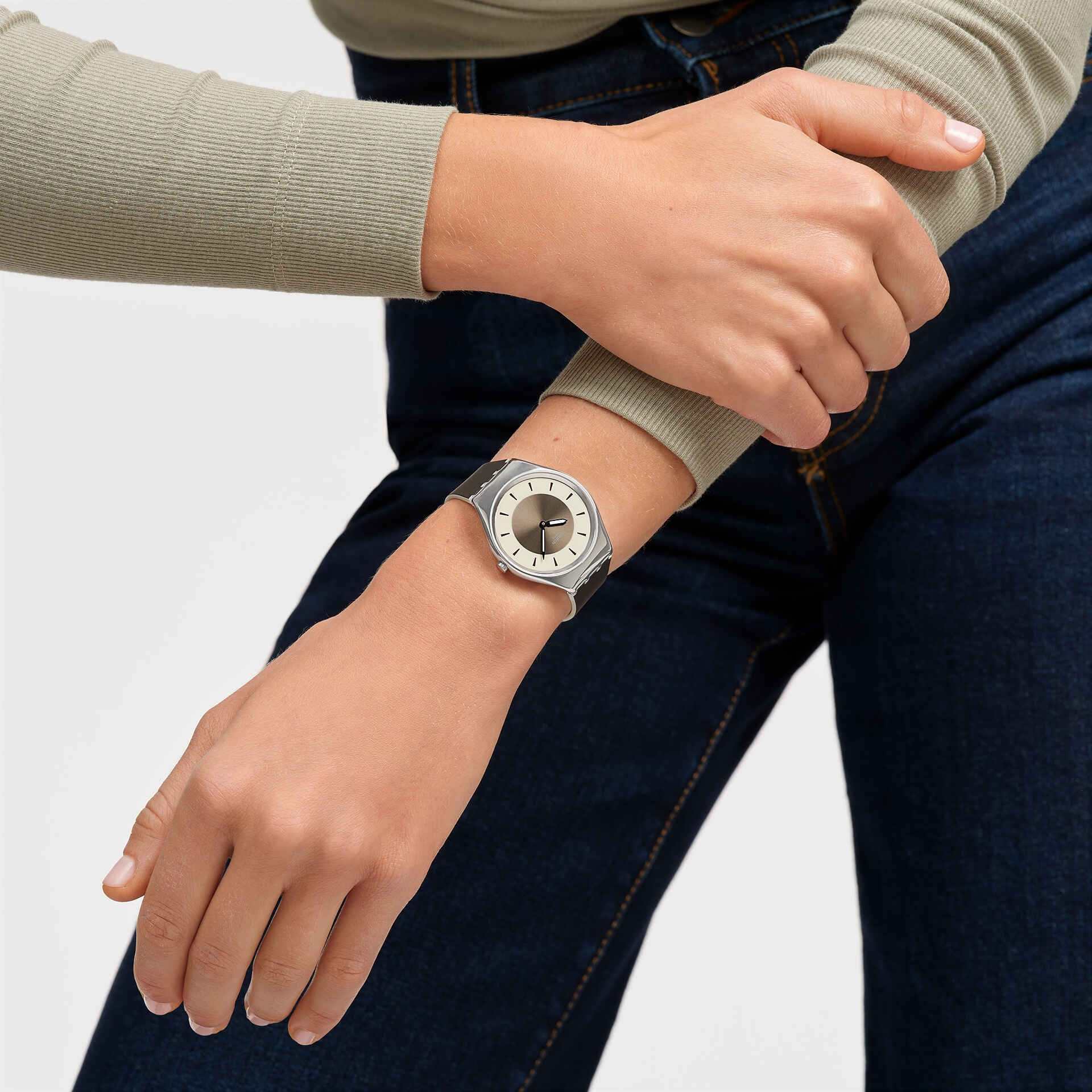 Swatch Swatch Skin Irony SYXS158 мужские часы коричневый циферблат на запястье