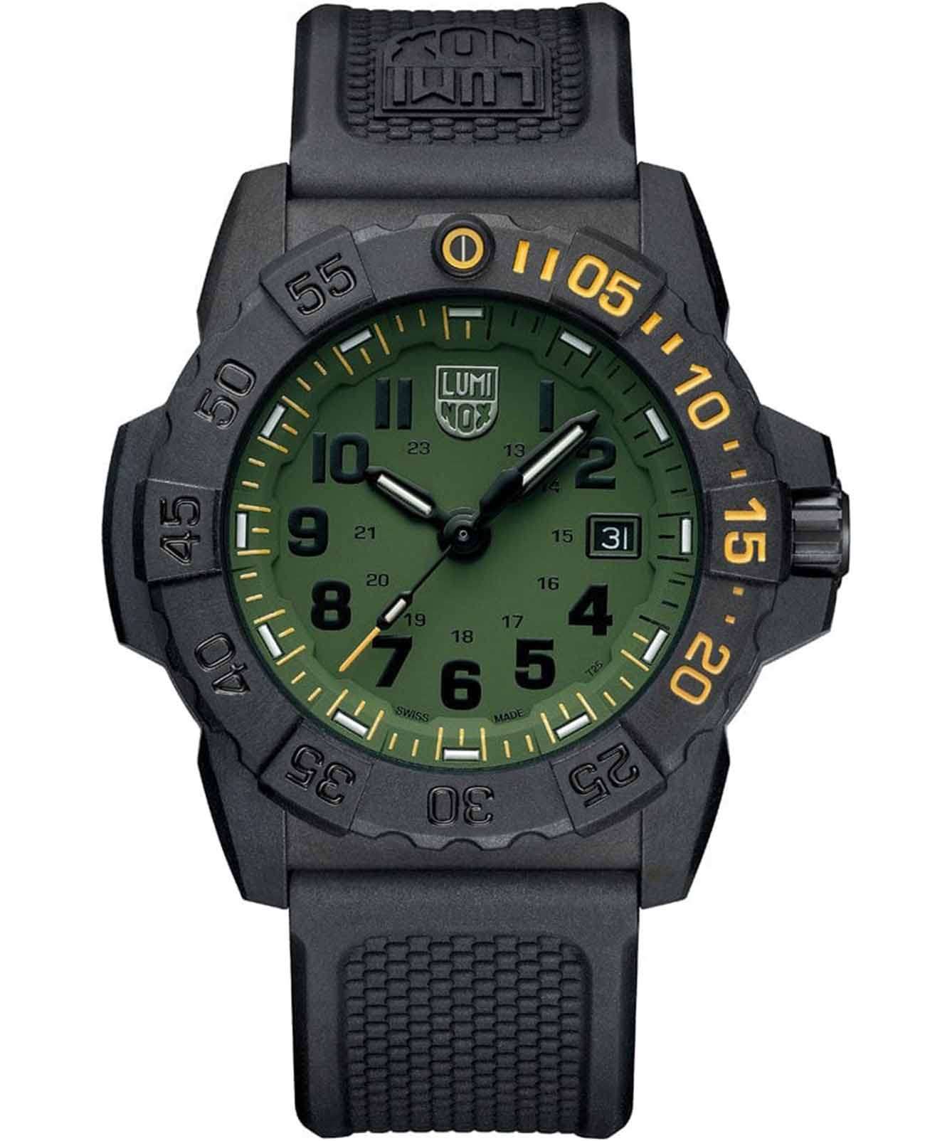 Luminox Luminox Navy SEAL Foundation XS.3517.NSF.SET  XS.3517.NSF.SET кварцевые мужские часы зеленый циферблат, браслет резина — вид спереди