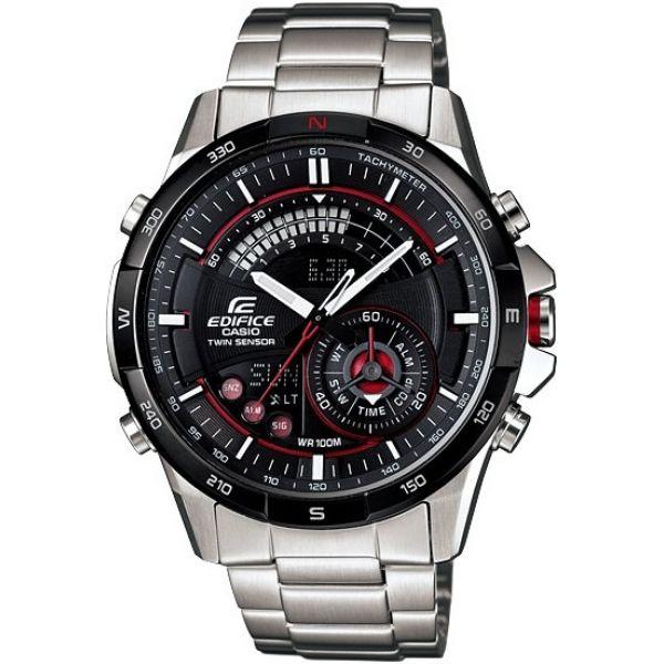Casio Casio Edifice ERA-200DB-1A ERA ERA-200DB-1A автокварц (кинетик) мужские часы черный циферблат, браслет 18-каратное желтое золото — вид спереди