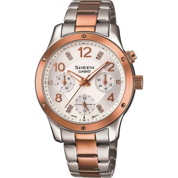 Casio Casio Sheen SHE-3807SPG-7A  SHE-3807SPG-7A кварцевые женские часы серый циферблат, браслет  — вид спереди
