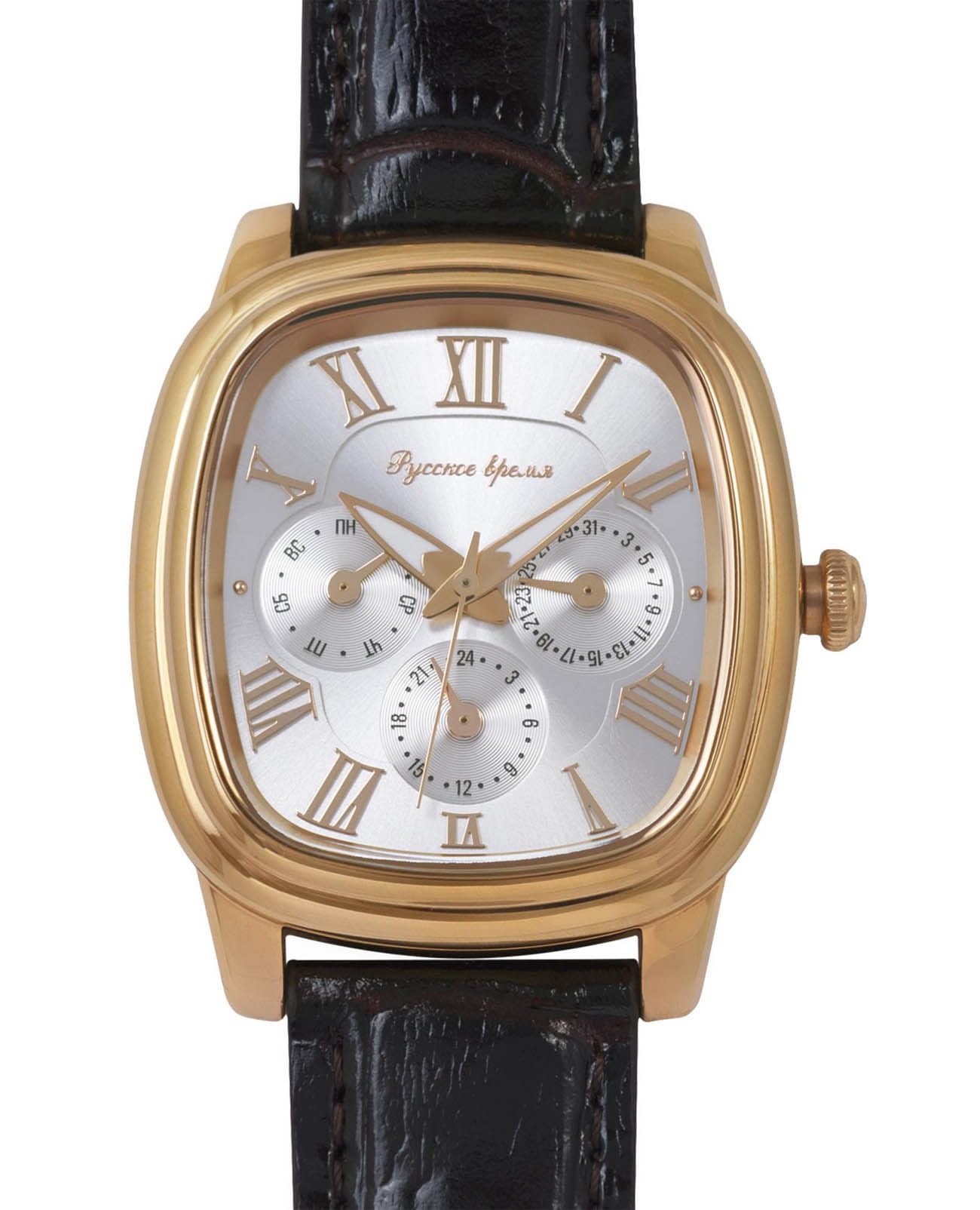Русское Время Русское Время 3519051  3519051 кварцевые мужские часы белый циферблат, браслет кожаный — вид спереди