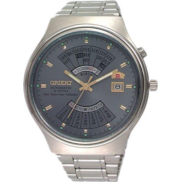 Orient Orient EU00002K (FEU00002K)  FEU00002K механические мужские часы серый циферблат, браслет  — вид спереди