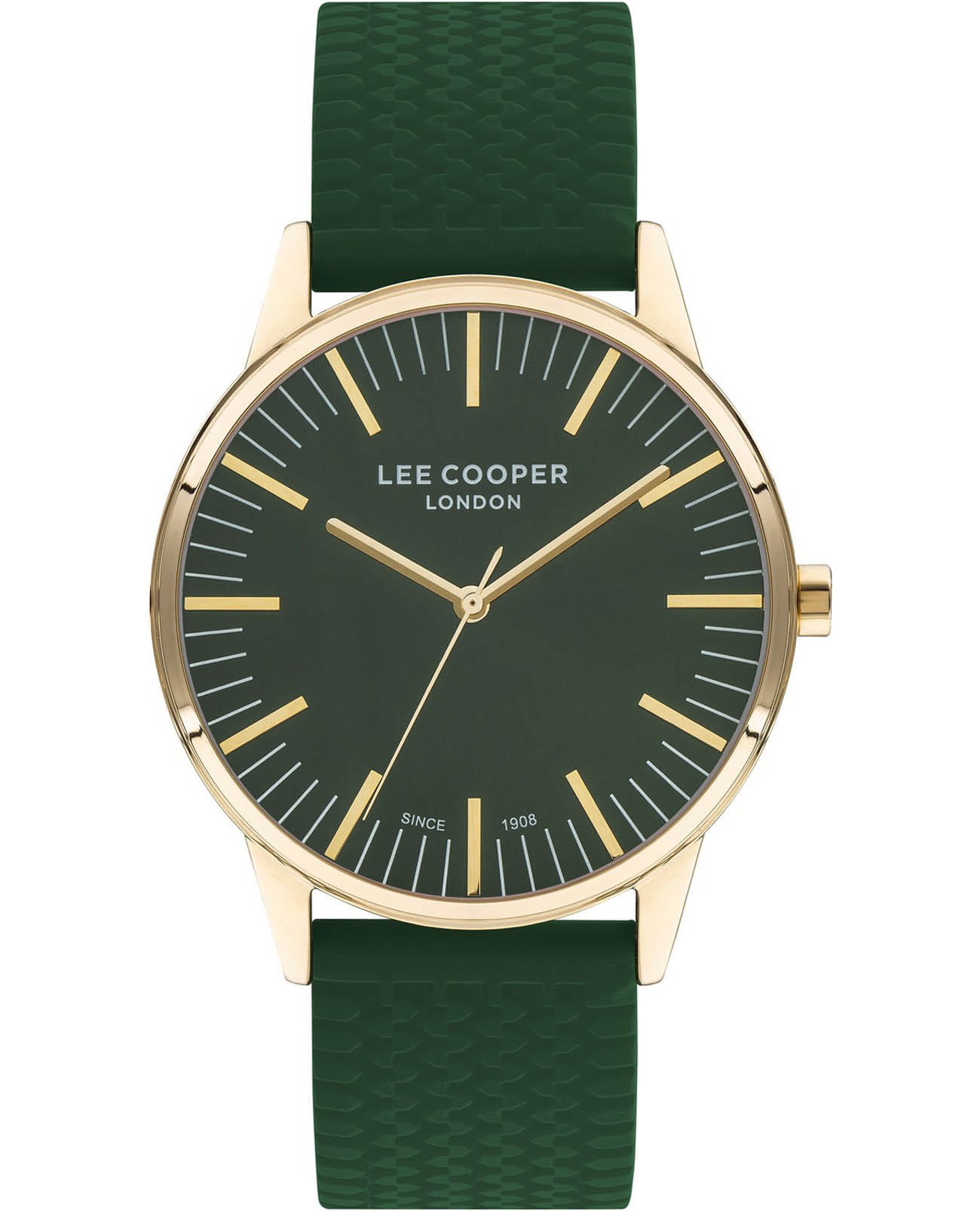 Lee Cooper Lee Cooper LC07715.177  LC07715.177 кварцевые мужские часы зеленый циферблат, браслет каучук — вид спереди