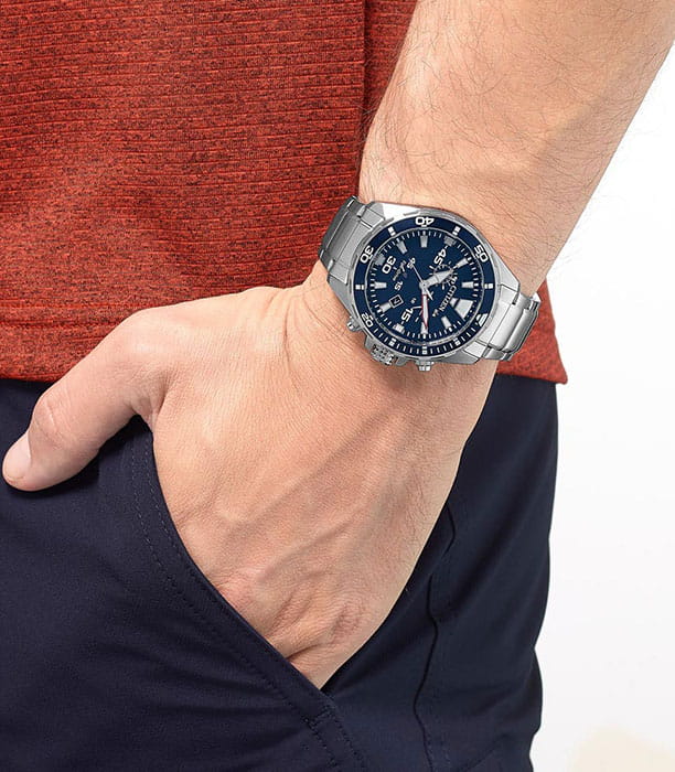Citizen AT2431-87L мужские часы синий циферблат на запястье