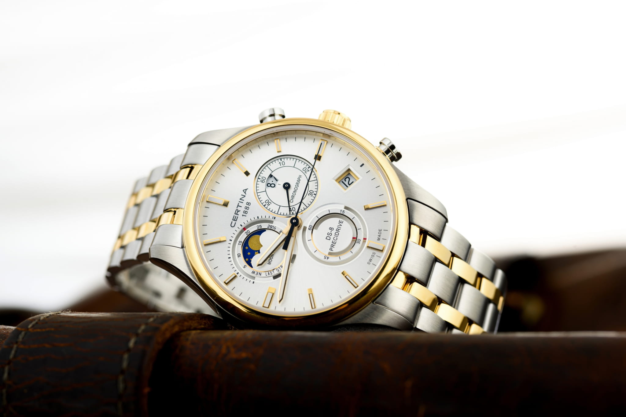 Certina Certina DS-8 Chronograph Moon Phase C033.450.22.031.00 кварцевые мужские часы часы крупный план серебристый циферблата