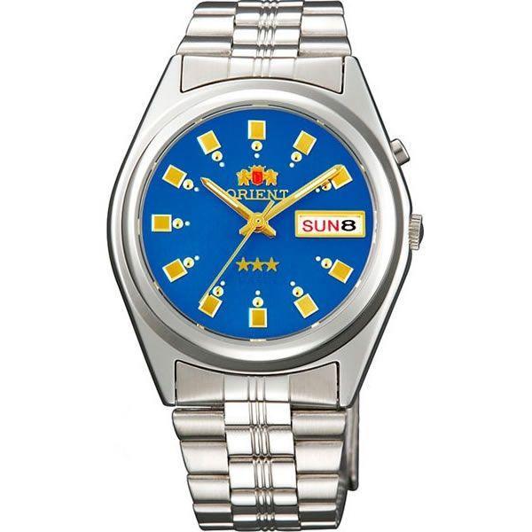 Orient Orient EM6Q00EJ (FEM6Q00EJ)  FEM6Q00EJ механические мужские часы синий циферблат, браслет  — вид спереди