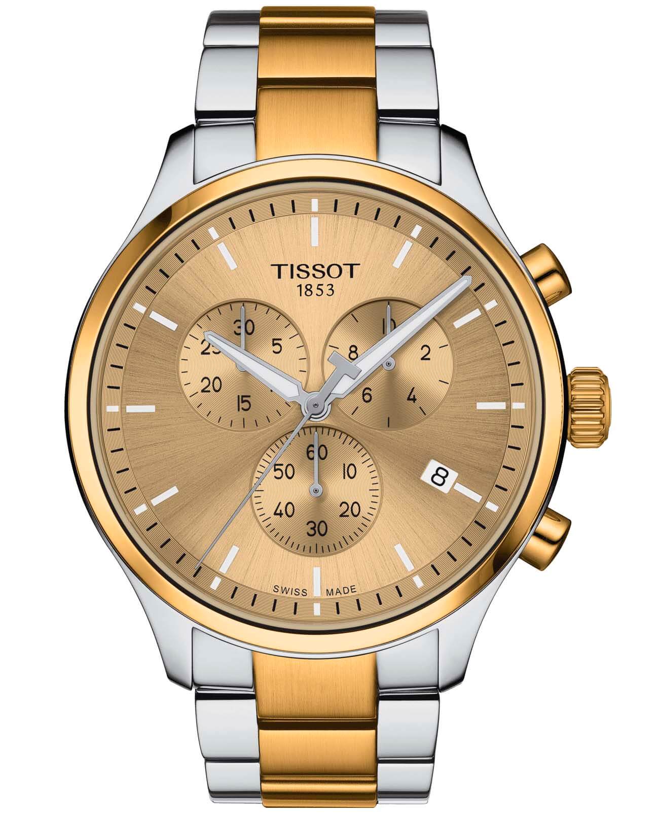 Tissot Tissot Chrono XL Classic T116.617.22.021.00 Chrono XL T1166172202100 кварцевые мужские часы шампань циферблат, браслет сталь c pvd покрытием — вид спереди