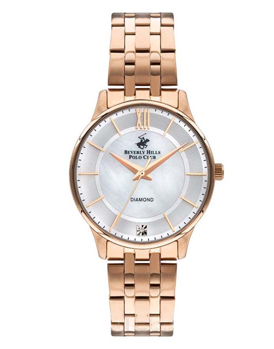Beverly Hills Polo Club Beverly Hills Polo Club BP3309X.420  BP3309X.420 кварцевые женские часы перламутровый циферблат, браслет сталь с ip покрытием — вид спереди