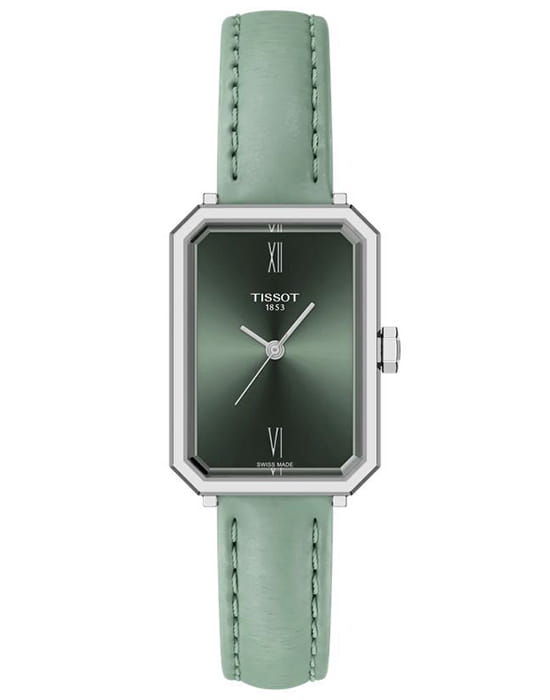 Tissot Tissot SRV 30mm T160.110.16.093.00 SRV T1601101609300 кварцевые женские часы зеленый циферблат, браслет кожаный — вид спереди